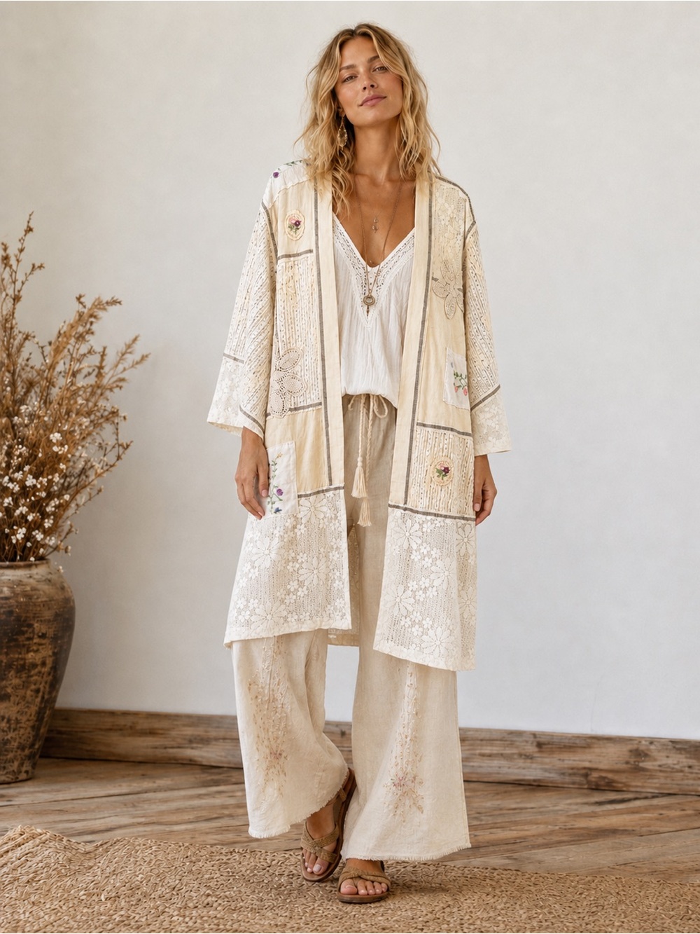 🌺 POL Patchwork Lace Long Cardigan / Duster